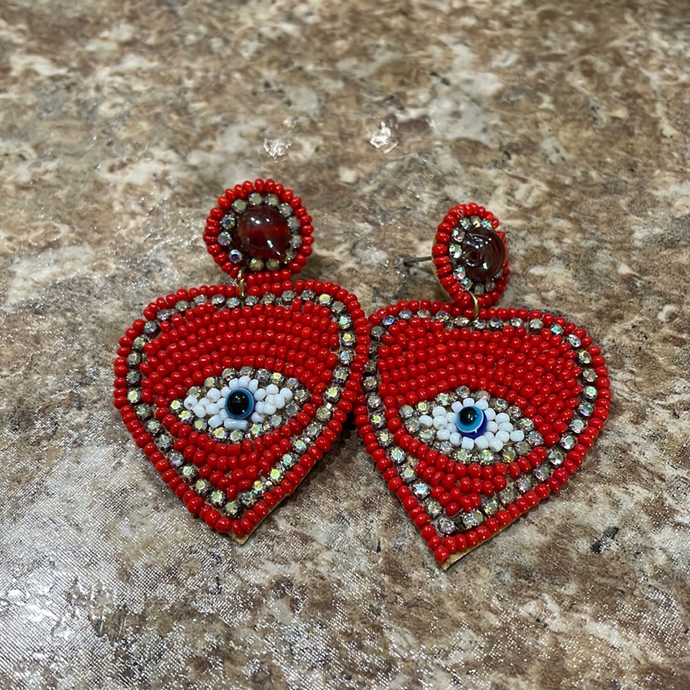 Evil eye, red earrings